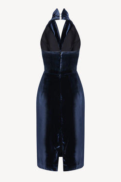 Halterneck dress in navy