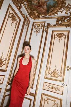 Tube dress in crimson