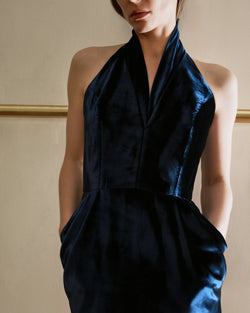 Halterneck dress in navy