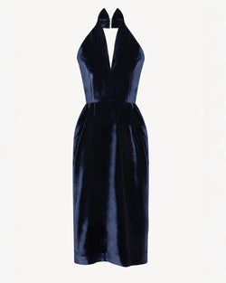Halterneck dress in navy